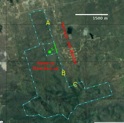 A divisa entre a reserva e o terreno dos Bentos