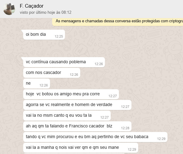 Início da conversa do WhatsApp